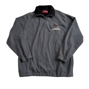 JNCO Jeans Fleece Quarter Zip Mens XL Grey‎ Cobra Snake Embroidered Pullover Vtg